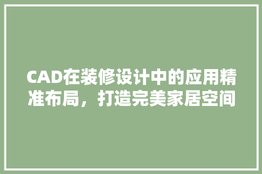 CAD在装修设计中的应用精准布局，打造完美家居空间