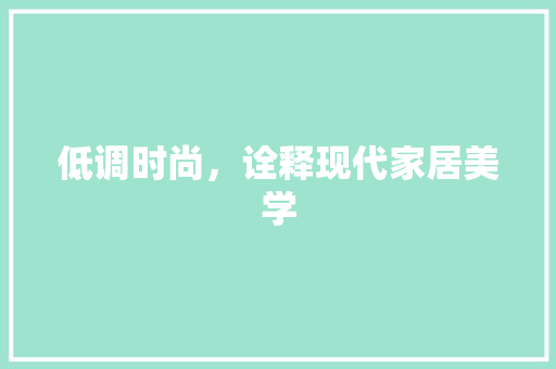 低调时尚，诠释现代家居美学