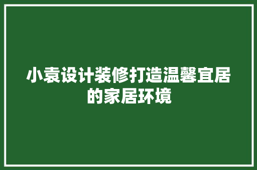 小袁设计装修打造温馨宜居的家居环境