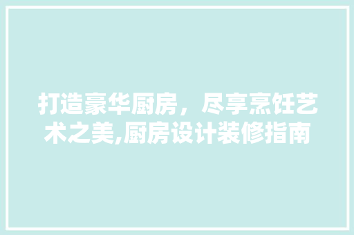 打造豪华厨房，尽享烹饪艺术之美,厨房设计装修指南