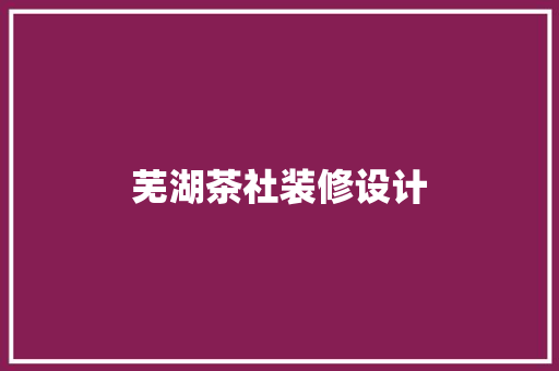 芜湖茶社装修设计