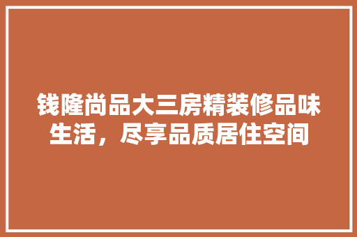钱隆尚品大三房精装修品味生活，尽享品质居住空间