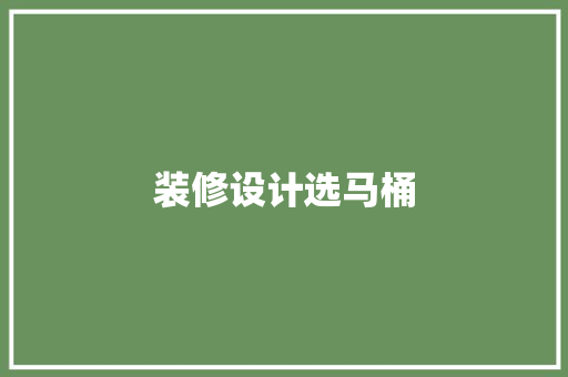 装修设计选马桶