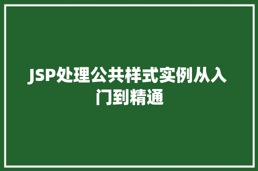 JSP处理公共样式实例从入门到精通