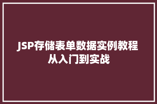 JSP存储表单数据实例教程从入门到实战