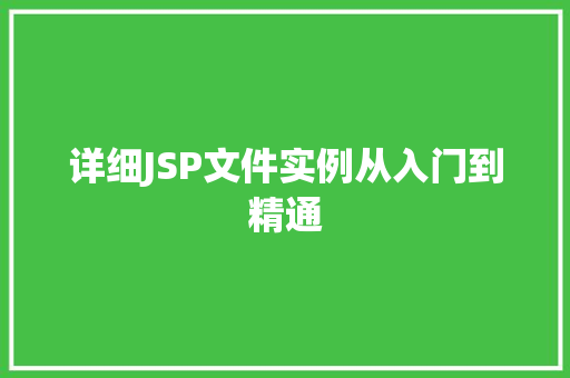 详细JSP文件实例从入门到精通