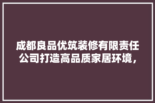成都良品优筑装修有限责任公司打造高品质家居环境，引领行业新风尚