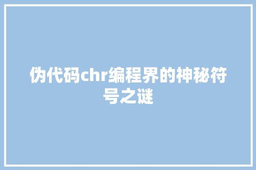 伪代码chr编程界的神秘符号之谜