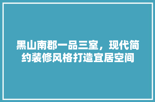 黑山南郡一品三室，现代简约装修风格打造宜居空间