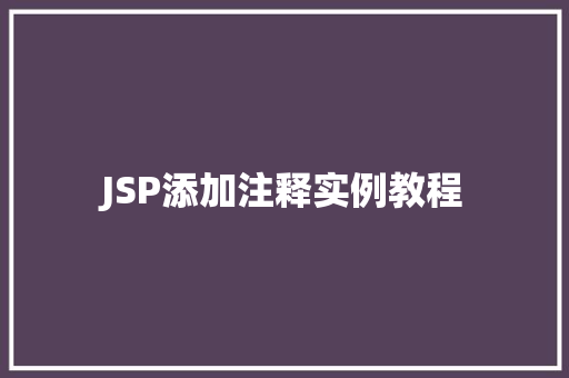 JSP添加注释实例教程