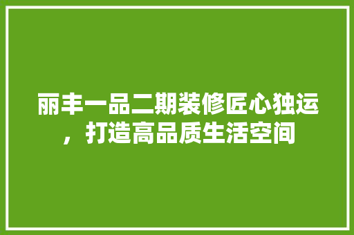 丽丰一品二期装修匠心独运，打造高品质生活空间