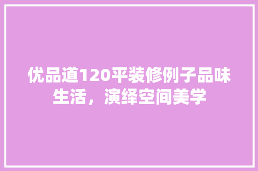 优品道120平装修例子品味生活，演绎空间美学