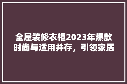 全屋装修衣柜2023年爆款时尚与适用并存，引领家居潮流