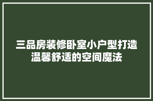 三品房装修卧室小户型打造温馨舒适的空间魔法