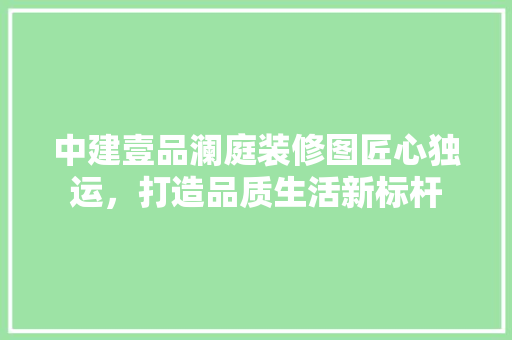 中建壹品澜庭装修图匠心独运，打造品质生活新标杆