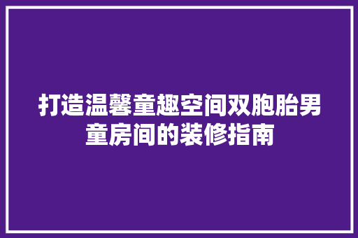 打造温馨童趣空间双胞胎男童房间的装修指南