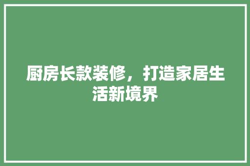 厨房长款装修，打造家居生活新境界