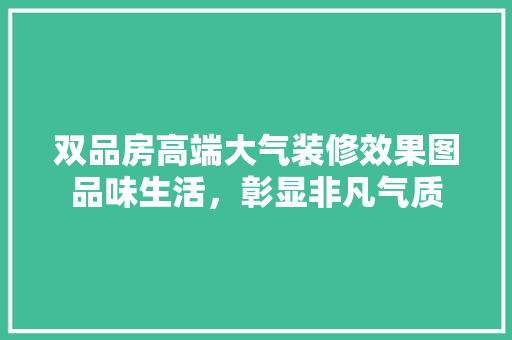 双品房高端大气装修效果图品味生活，彰显非凡气质