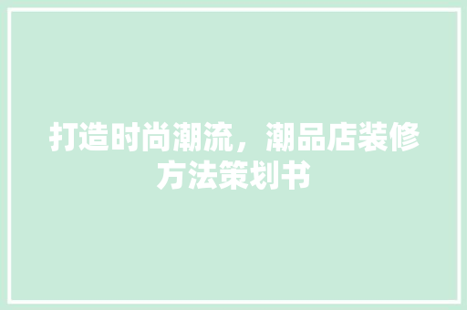 打造时尚潮流，潮品店装修方法策划书