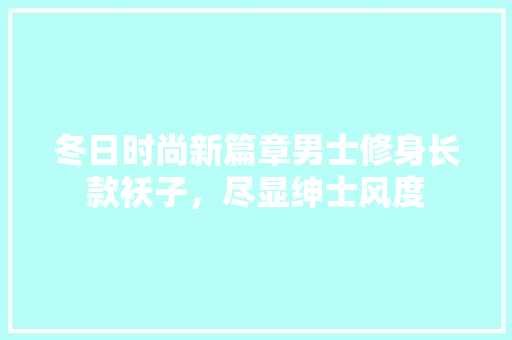 冬日时尚新篇章男士修身长款袄子，尽显绅士风度