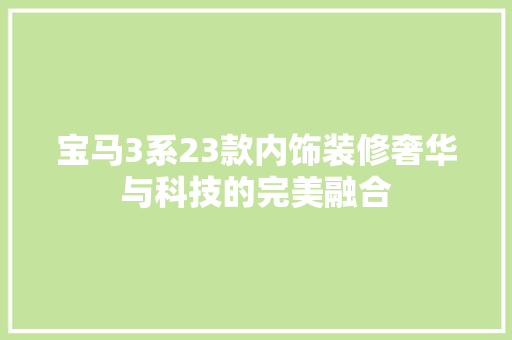 宝马3系23款内饰装修奢华与科技的完美融合