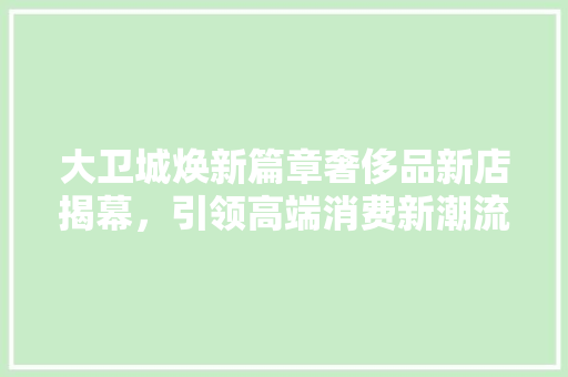 大卫城焕新篇章奢侈品新店揭幕，引领高端消费新潮流