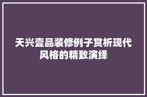 天兴壹品装修例子赏析现代风格的精致演绎