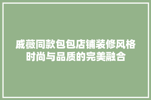 戚薇同款包包店铺装修风格时尚与品质的完美融合