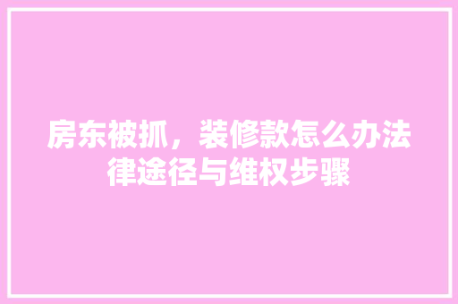 房东被抓，装修款怎么办法律途径与维权步骤