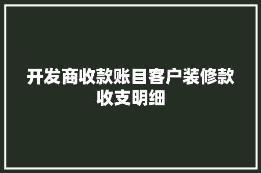 开发商收款账目客户装修款收支明细