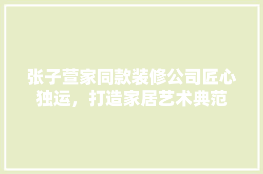 张子萱家同款装修公司匠心独运，打造家居艺术典范