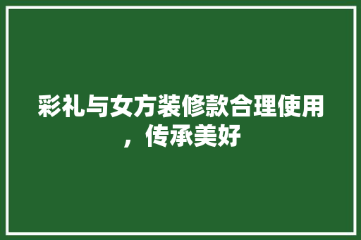 彩礼与女方装修款合理使用，传承美好