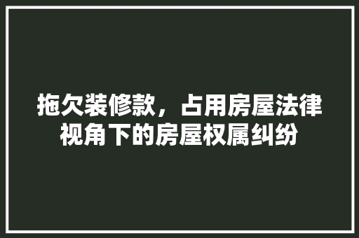 拖欠装修款，占用房屋法律视角下的房屋权属纠纷
