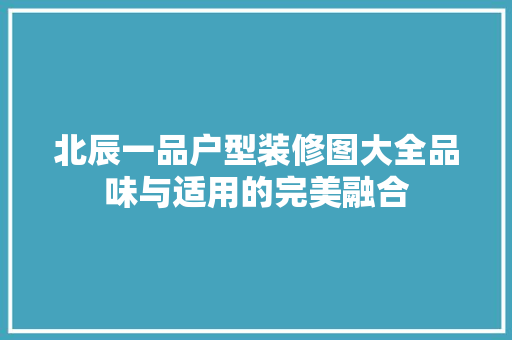 北辰一品户型装修图大全品味与适用的完美融合