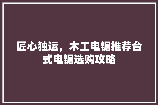 匠心独运，木工电锯推荐台式电锯选购攻略