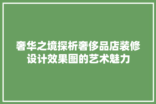 奢华之境探析奢侈品店装修设计效果图的艺术魅力