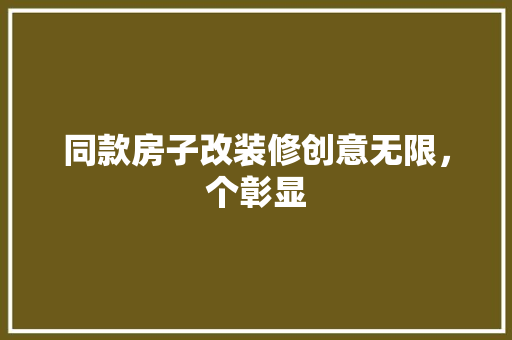 同款房子改装修创意无限，个彰显