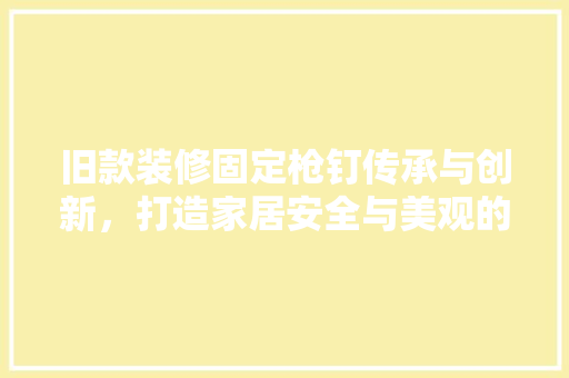 旧款装修固定枪钉传承与创新，打造家居安全与美观的完美结合