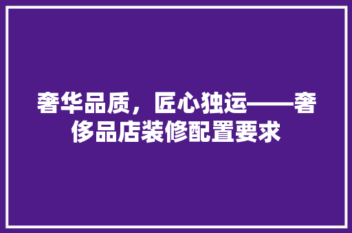 奢华品质，匠心独运——奢侈品店装修配置要求