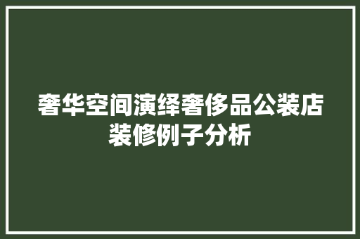 奢华空间演绎奢侈品公装店装修例子分析