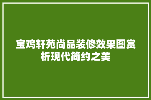 宝鸡轩苑尚品装修效果图赏析现代简约之美