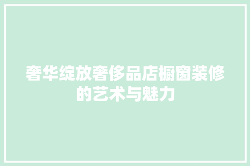 奢华绽放奢侈品店橱窗装修的艺术与魅力