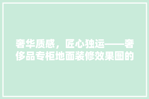 奢华质感，匠心独运——奢侈品专柜地面装修效果图的艺术魅力