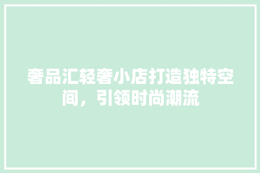 奢品汇轻奢小店打造独特空间，引领时尚潮流