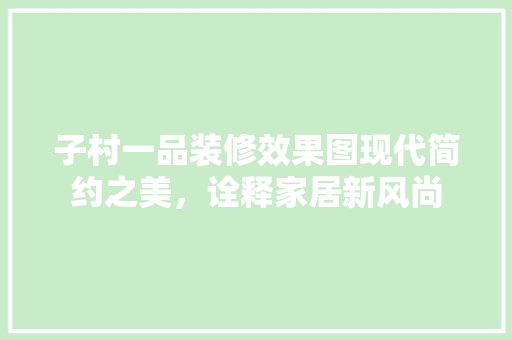 子村一品装修效果图现代简约之美，诠释家居新风尚