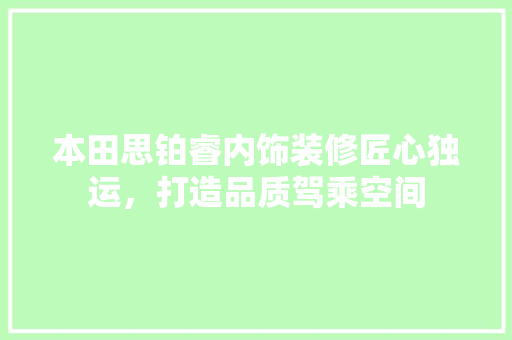 本田思铂睿内饰装修匠心独运，打造品质驾乘空间