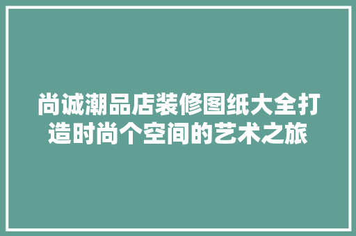 尚诚潮品店装修图纸大全打造时尚个空间的艺术之旅