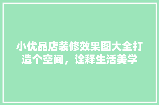 小优品店装修效果图大全打造个空间，诠释生活美学