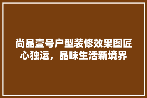 尚品壹号户型装修效果图匠心独运，品味生活新境界