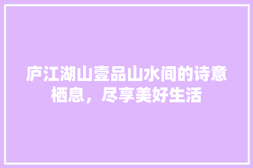 庐江湖山壹品山水间的诗意栖息，尽享美好生活